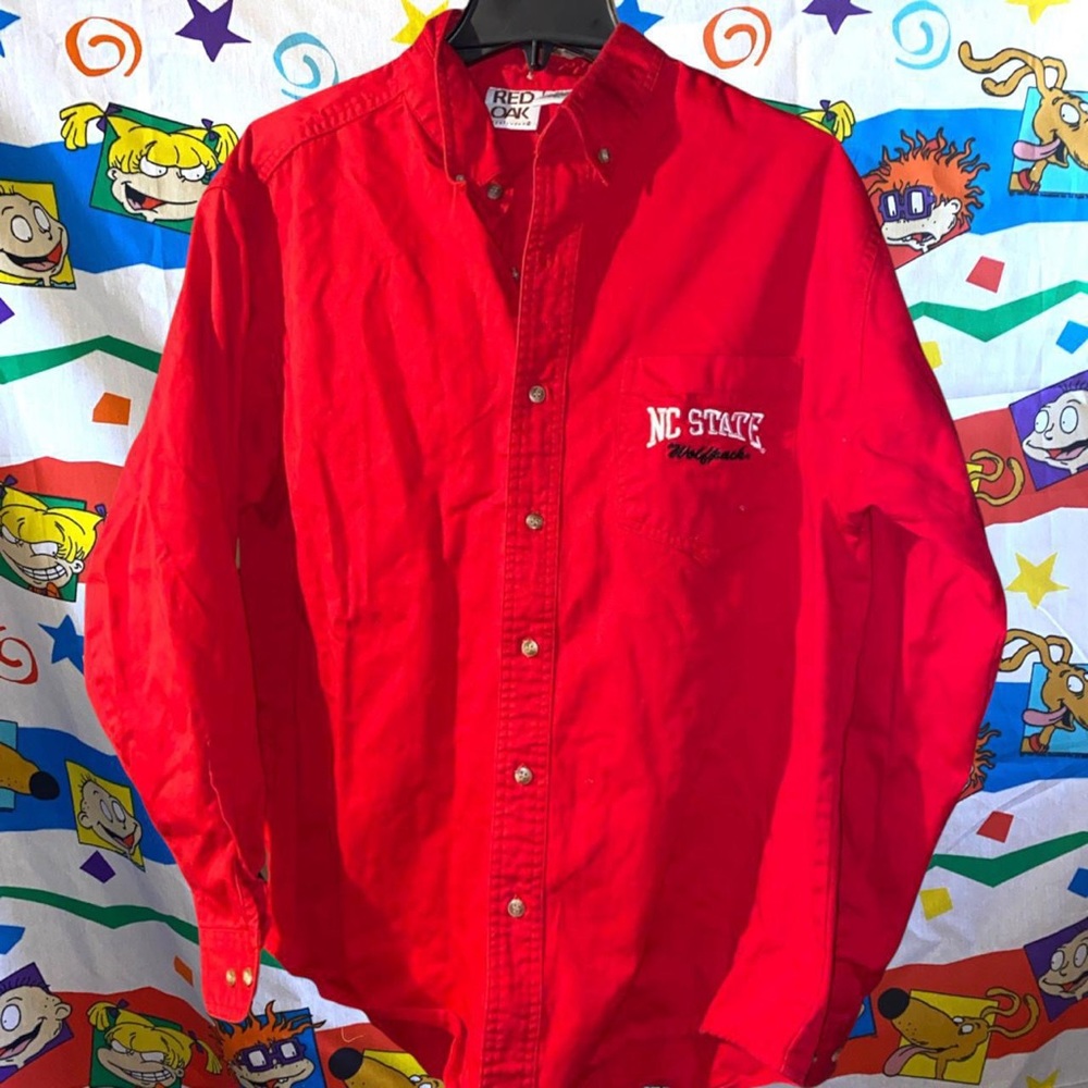 Vintage 90s NC State Wolfpack Red Button Up By Red Oak Sportswear